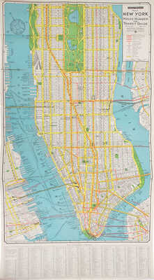[Карта Нью-Йорка. Справочник номеров домов, метро, наземного транспорта]. Hagstrom`s map of New York City. Contents: House number guide, subway, elevated street cars. New York: Published by Hagstrom Company, 1945.